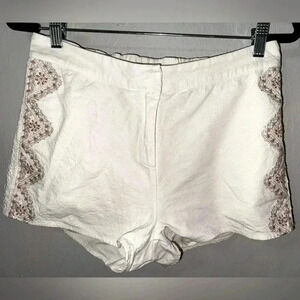 Miss Me White Cotton/Linen Blend Shorts Size Medium